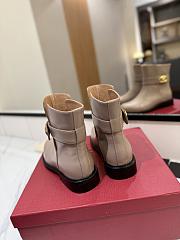 Fortok Valentino Vlogo Locker Bronze Beige Calfskin Ankle Boots - 6
