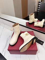 Fortok Valentino Vlogo Locker Bronze White Calfskin Ankle Boots - 3
