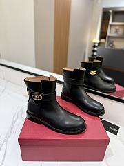 Fortok Valentino Vlogo Locker Bronze Black Calfskin Ankle Boots - 1