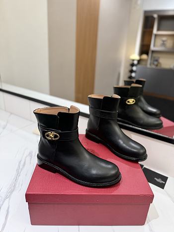 Fortok Valentino Vlogo Locker Bronze Black Calfskin Ankle Boots