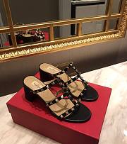 Fortok Valentino Rockstud Calfskin Leather Slide Sandal 60 mm Black  - 1