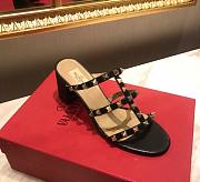 Fortok Valentino Rockstud Calfskin Leather Slide Sandal 60 mm Black  - 6