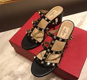 Fortok Valentino Rockstud Calfskin Leather Slide Sandal 60 mm Black  - 4