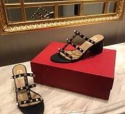 Fortok Valentino Rockstud Calfskin Leather Slide Sandal 60 mm Black  - 3