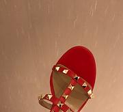 Fortok Valentino Rockstud Calfskin Leather Slide Sandal 60 mm Red - 6