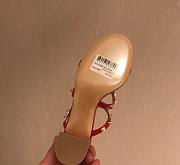 Fortok Valentino Rockstud Calfskin Leather Slide Sandal 60 mm Red - 5