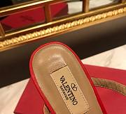 Fortok Valentino Rockstud Calfskin Leather Slide Sandal 60 mm Red - 3