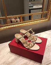 Fortok Valentino Rockstud Calfskin Leather Slide Sandal 60 mm White - 1