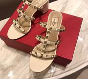 Fortok Valentino Rockstud Calfskin Leather Slide Sandal 60 mm White - 3