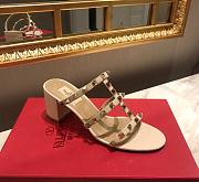 Fortok Valentino Rockstud Calfskin Leather Slide Sandal 60 mm White - 2