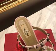 Fortok Valentino Rockstud Calfskin Leather Slide Sandal 60 mm Pink  - 4