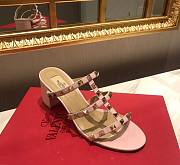 Fortok Valentino Rockstud Calfskin Leather Slide Sandal 60 mm Pink  - 2