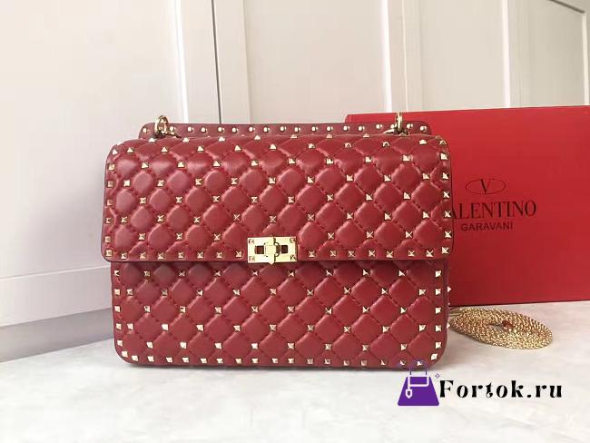 Fortok Valentino Garavani Rockstud Spike Bag Red 30x20x9cm - 1