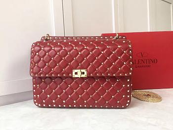 Fortok Valentino Garavani Rockstud Spike Bag Red 30x20x9cm