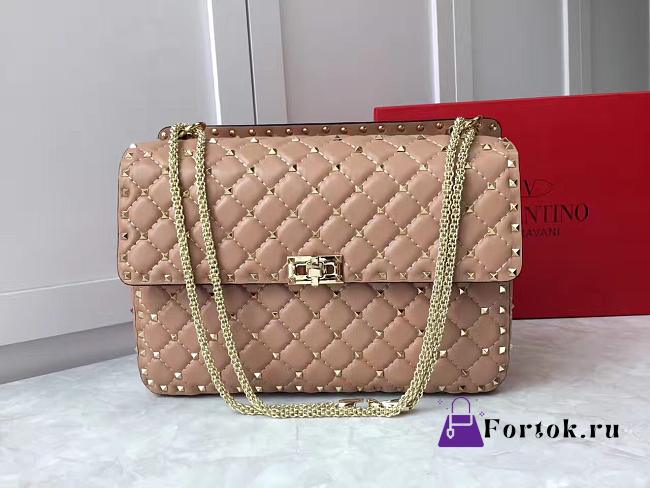 Fortok Valentino Garavani Rockstud Spike Bag Beige 30x20x9cm - 1