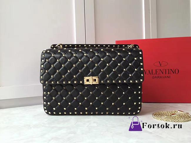 Fortok Valentino Garavani Rockstud Spike Bag Black 30x20x9cm - 1