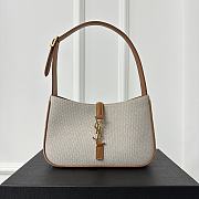 Fortok Saint Laurent Le5A7 Hobo Bag Canvas & Brown Leather 23x16x6cm - 1