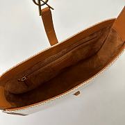 Fortok Saint Laurent Le5A7 Hobo Bag Canvas & Brown Leather 23x16x6cm - 6