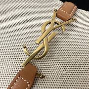 Fortok Saint Laurent Le5A7 Hobo Bag Canvas & Brown Leather 23x16x6cm - 3