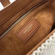 Fortok Saint Laurent Le5A7 Hobo Bag Canvas & Brown Leather 23x16x6cm - 2