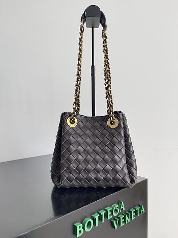 Fortok Bottega Veneta Small Parachute Bag Dark Brown 817175 21x17x16.5cm