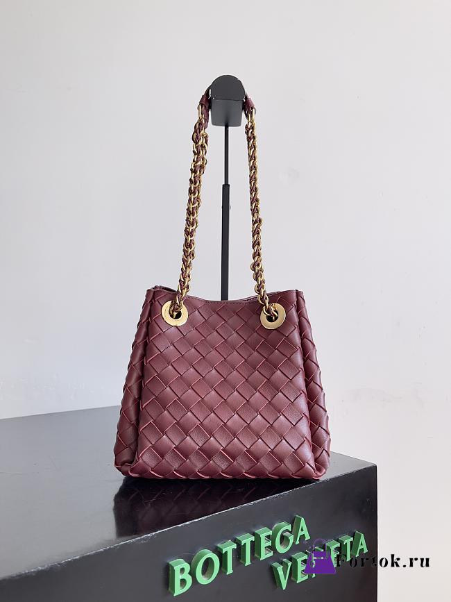 Fortok Bottega Veneta Small Parachute Bag Burgundy 817175 21x17x16.5cm - 1