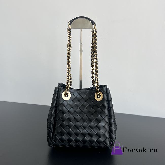 Fortok Bottega Veneta Small Parachute Bag Black 817175 21x17x16.5cm - 1