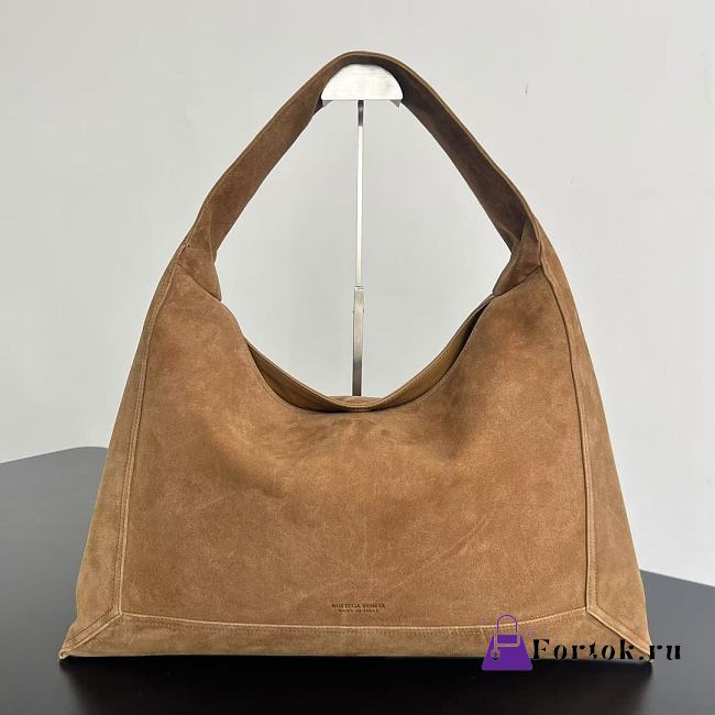 Fortok Bottega Veneta Large Suede Hop Bag Brown 803976 54x24x13cm - 1