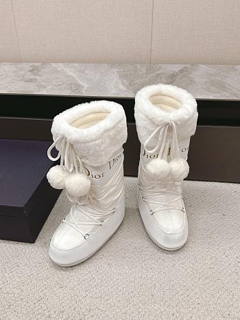 Fortok Dior White Leather and Shearling Snow Boots 