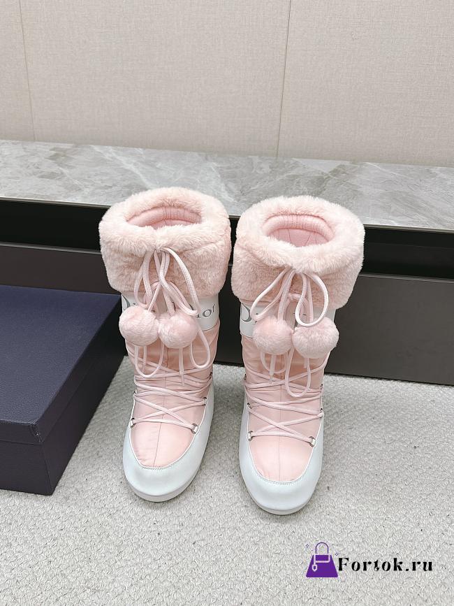 Fortok Dior Pink Leather and Shearling Snow Boots - 1