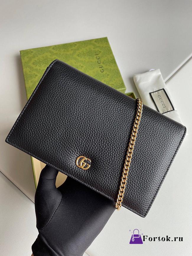 Fortok Gucci GG Marmont Black Leather Bag 497985 20x12.5x4cm - 1
