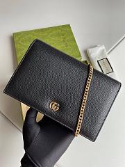 Fortok Gucci GG Marmont Black Leather Bag 497985 20x12.5x4cm - 1