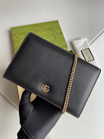 Fortok Gucci GG Marmont Black Leather Bag 497985 20x12.5x4cm