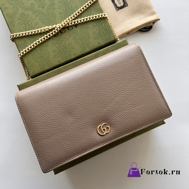 Fortok Gucci GG Marmont Brown Leather Bag 497985 20x12.5x4cm - 1