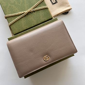 Fortok Gucci GG Marmont Brown Leather Bag 497985 20x12.5x4cm