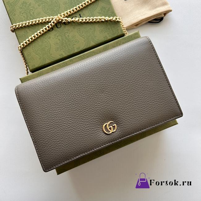 Fortok Gucci GG Marmont Grey Leather Bag 497985 20x12.5x4cm - 1