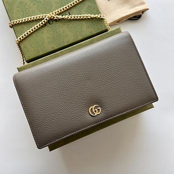 Fortok Gucci GG Marmont Grey Leather Bag 497985 20x12.5x4cm