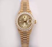 Fortok Rolex Lady President 26mm-Champagne String Diamond Dial-Diamond Bezel Watch - 1