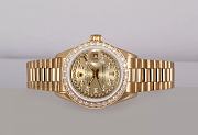Fortok Rolex Lady President 26mm-Champagne String Diamond Dial-Diamond Bezel Watch - 2