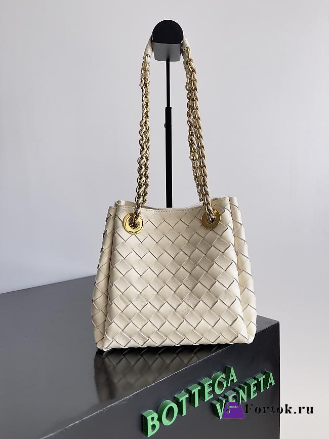 Fortok Bottega Veneta Small Parachute Bag White 817175 21x17x16.5cm - 1