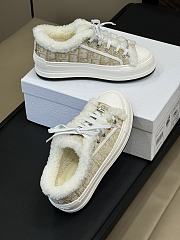 Fortok Dior Platform Yellow Oblique Embroidered Cotton and White Shearling Sneakers - 6