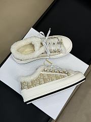 Fortok Dior Platform Yellow Oblique Embroidered Cotton and White Shearling Sneakers - 5