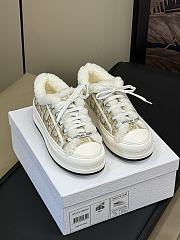 Fortok Dior Platform Yellow Oblique Embroidered Cotton and White Shearling Sneakers - 4