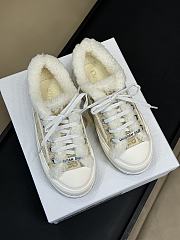 Fortok Dior Platform Yellow Oblique Embroidered Cotton and White Shearling Sneakers - 3