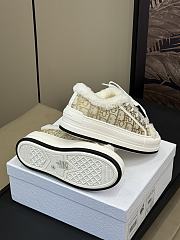 Fortok Dior Platform Yellow Oblique Embroidered Cotton and White Shearling Sneakers - 2