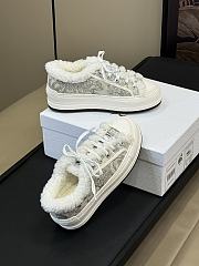 Fortok Dior Platform Grey and White Shearling Sneakers - 5