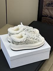 Fortok Dior Platform Grey and White Shearling Sneakers - 4