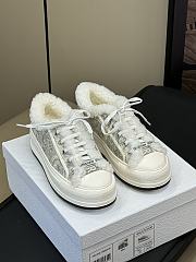 Fortok Dior Platform Grey and White Shearling Sneakers - 3