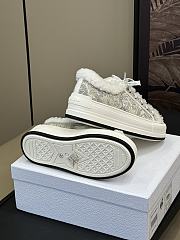 Fortok Dior Platform Grey and White Shearling Sneakers - 2