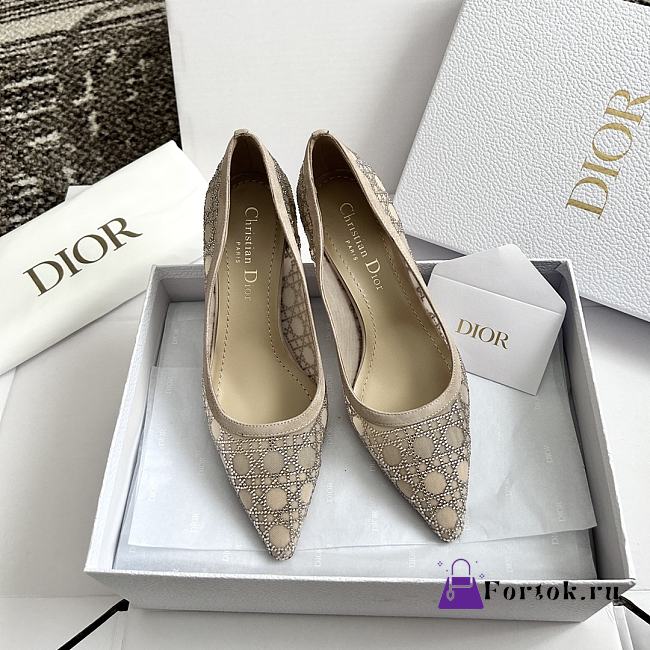 Fortok Dior Sparkling Galaxy Beige Heel Shoes - 1